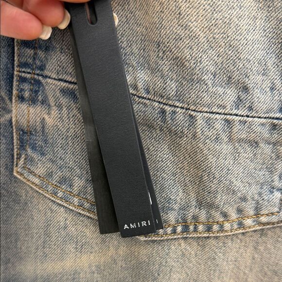 AMIRI Relaxed Fit Blue and Tan Jeans - Picture 9 of 16
